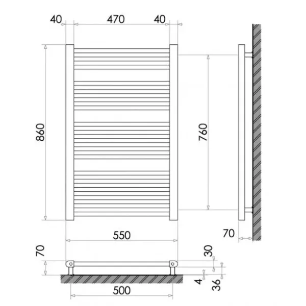 Рушникосушка 860x550 (плоска) /452Вт Heizung