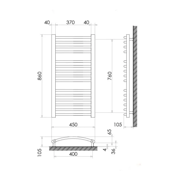 Рушникосушка 860х450 (дуга) /379Вт Heizung