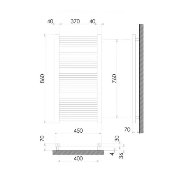 Рушникосушка 860x450 (плоска) /393Вт Heizung