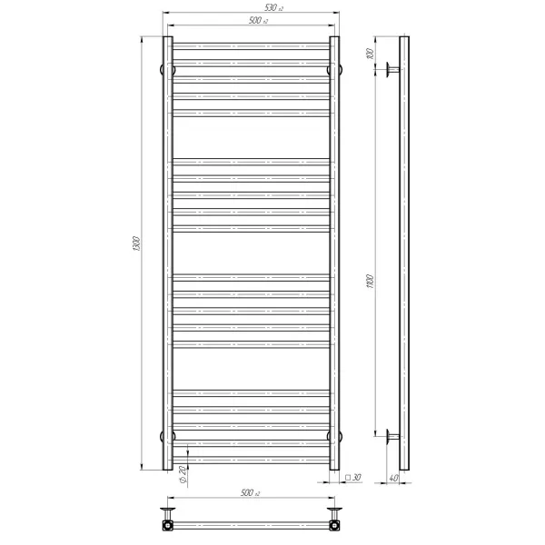 Рушникосушка Lima 500х1300 Deffi (Хром, нижнє підкл.)