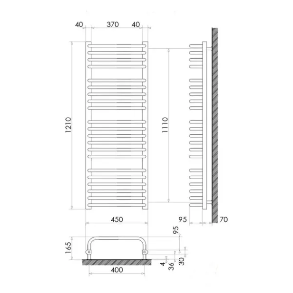 Рушникосушка 1210х450 / ЧОРНА /600Вт Heizung