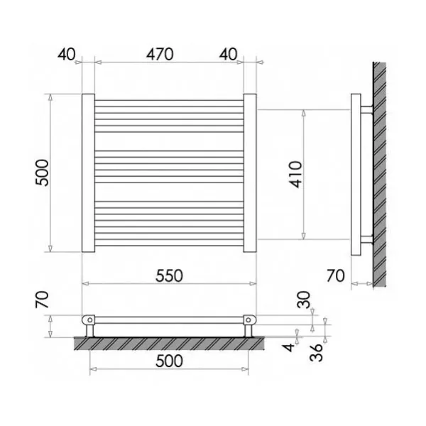 Рушникосушка 495*550 (плоска)/257Вт /Heizung