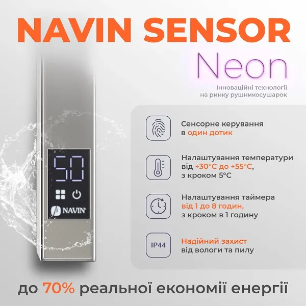 Рушникосушка електрична Класік Квадро 500*1200 НЕРЖ Sensor ліва