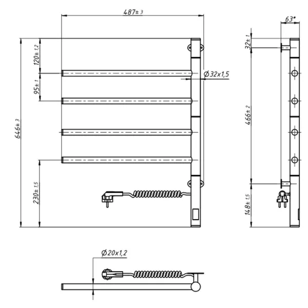 Рушникосушка електрична  Arabeska  480*600 Sensor