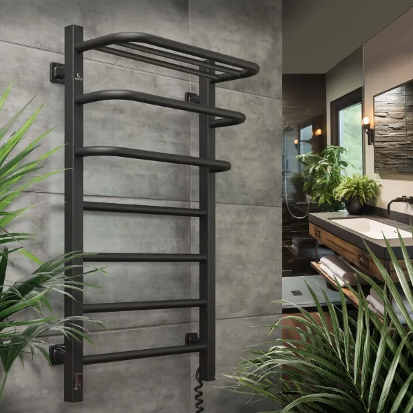 Рушникосушка електрична FORTIS   480х800 ЧОРНА  Sensor (Ліва, 152Вт)