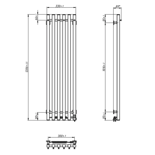 Рушникосушка електрична Levante 330*1200 Sensor Права білий оксамит