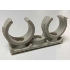 Кліпса подвійна PPR д.25 (сіра)