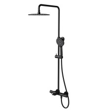 Душова колона з термостатичним змішувачем із виливом, чорна VIRGO