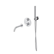 СЕТ зі змішувачем для ванни та душу прихованого монтажу, душовим комплектом з водопровідним конектором та виливом для ванни, хром В724 ZEN