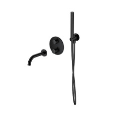 СЕТ зі змішувачем для ванни та душу прихованого монтажу, душовим комплектом з водопровідним конектором та виливом для ванни, чорний В731 ZEN