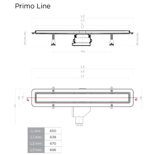Душовий трап Confluo Primo Line 65см