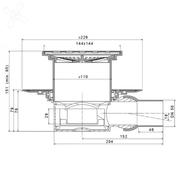 Трап для душу Pestan Confluo Tide-1 15x15 см боковий