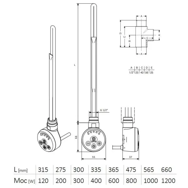 Тен Terma MEG (Чорний, з трійником) 300 W