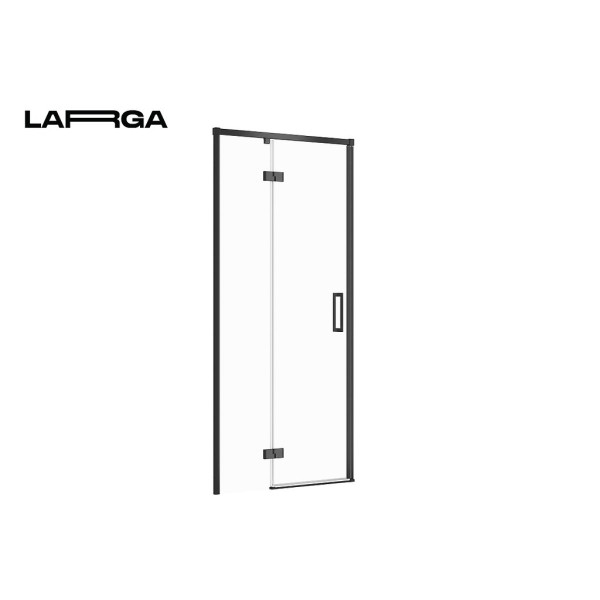 Двері душової кабіни Cersanit Larga 90х195 розпашні, лівосторонні, профіль чорний
