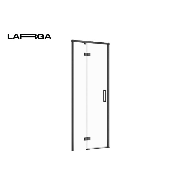 Двері душової кабіни Cersanit Larga 80х195 розпашні, лівосторонні, профіль чорний