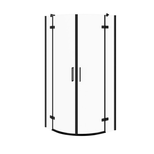 Душова кабіна напівкругла Cersanit JOTA 80х80х195 з розпашними дверми, прозоре скло, профіль чорний