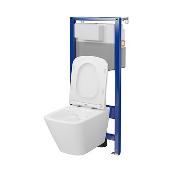 Інсталяційна система Cersanit C16 AQUA 50 QF механічна з підвісним унітазом CITY CLEANON з сидінням-ліфтом дюропласт без кнопки