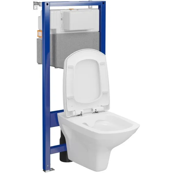 Набір інсталяція Cersanit C37 AQUA 50 QF механічна+унітаз CARINA CLEAN ON з сидінням дюропласт повільне падіння легкоз'ємне