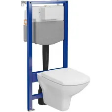 Набір інсталяція Cersanit C37 AQUA 50 QF механічна+унітаз CARINA CLEAN ON з сидінням дюропласт повільне падіння легкоз'ємне