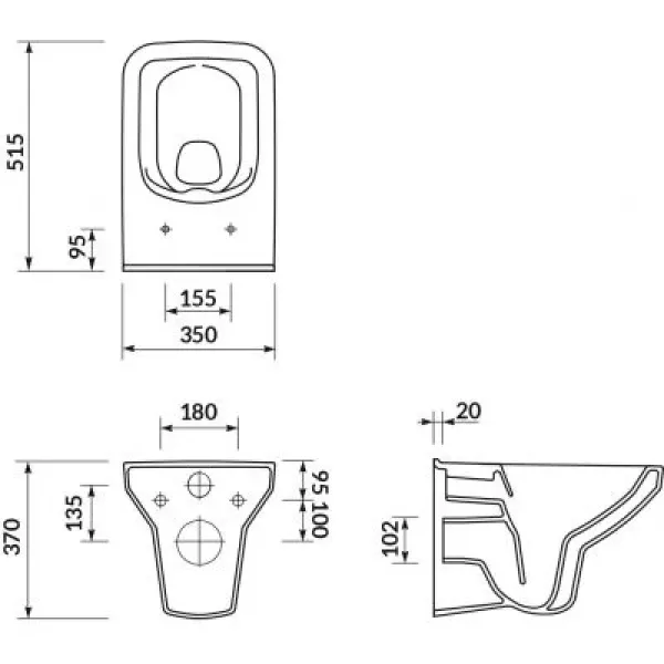 Набір інсталяція Cersanit C39 AQUA 50 QF механічна+унітаз COMO CLEAN ON з сидінням SLIM дюропласт повільне падіння легке