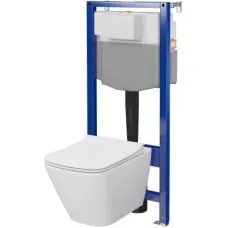 Набір інсталяція Cersanit C17 AQUA 50 QF пневматична+унітаз CITY CLEAN ON прямокутний з сидінням дюропласт SLIM повільне падіння