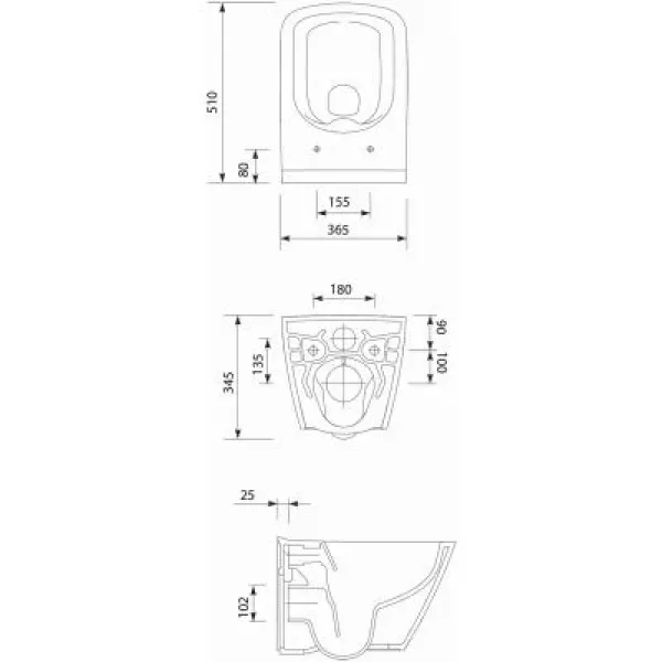 Набір інсталяція Cersanit C17 AQUA 50 QF пневматична+унітаз CITY CLEAN ON прямокутний з сидінням дюропласт SLIM повільне падіння