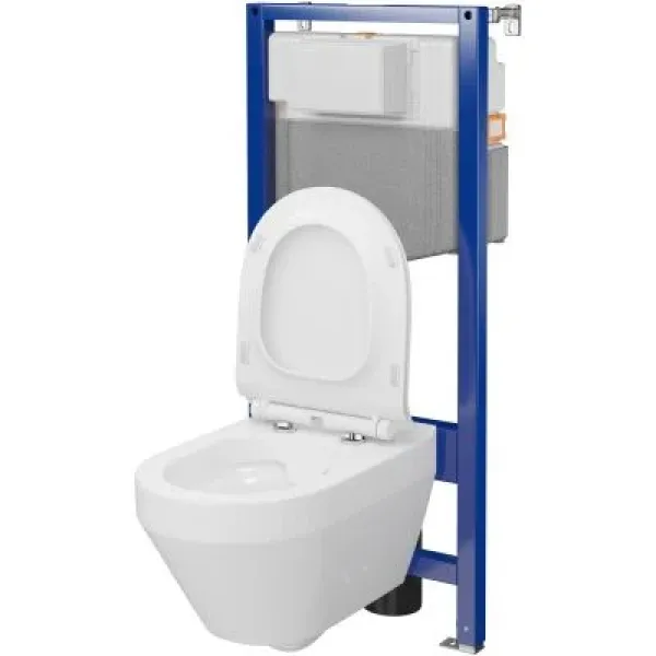 Набір інсталяція Cersanit C29 AQUA 50 QF пневматична + підвісний унітаз Crea CleanOn овальний /з сидінням дюропласт/вільне падіння