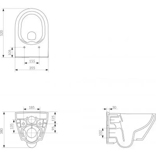 Набір інсталяція Cersanit C29 AQUA 50 QF пневматична + підвісний унітаз Crea CleanOn овальний /з сидінням дюропласт/вільне падіння