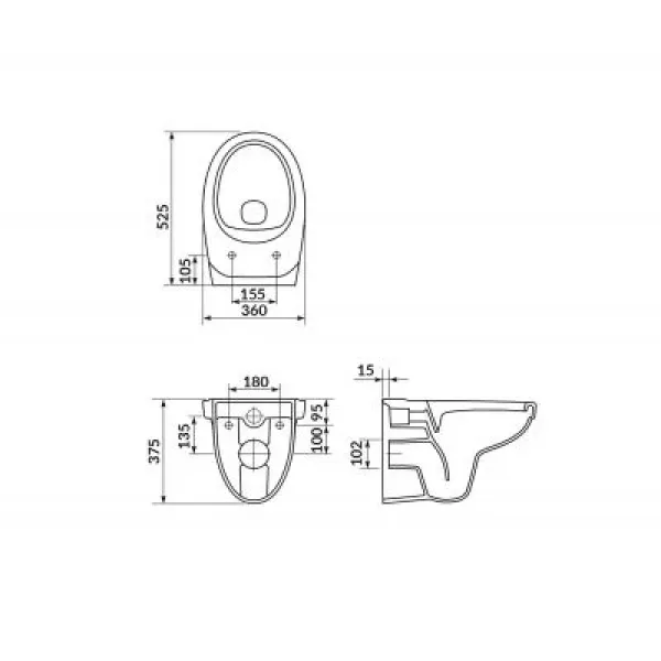 Комплект інсталяції Cersanit СЕТ C44 SYSTEM 40 механічна + підвісний унітаз CERSANIA SIMPLEON з сидінням дюропласт вільне падіння легкоз'ємне + кнопка ENTER II глянцевий хром