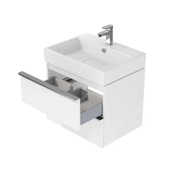 Шафка Virgo під умиивальник 60 см/БІЛА з хромованими ручками
