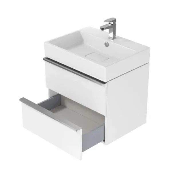 Шафка Virgo під умиивальник 60 см/БІЛА з хромованими ручками