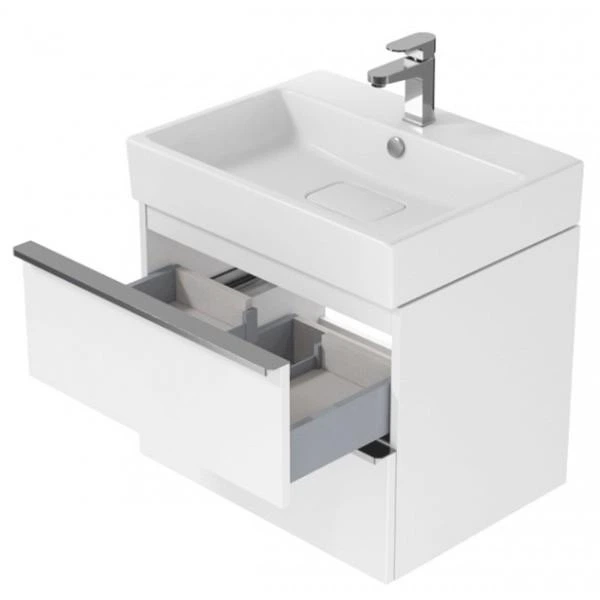 Шафка Virgo під умиивальник 60 см/БІЛА з чорними ручками