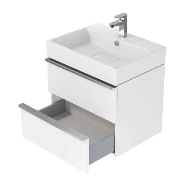 Шафка Virgo під умиивальник 60 см/БІЛА з чорними ручками