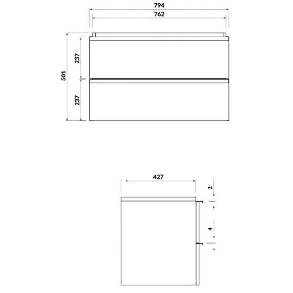 Шафка Virgo під умиивальник 80 см/БІЛА з чорними ручками