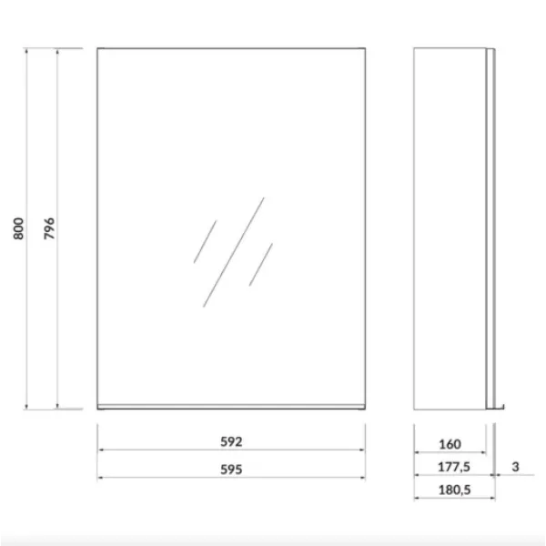 Шафка-дзеркало Virgo 60 БІЛА з хром.ручками