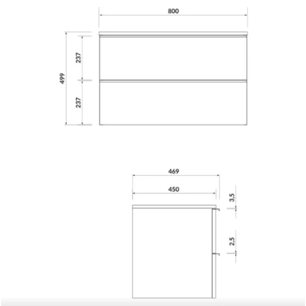Шафка Virgo 80 см з стільницею/БІЛА