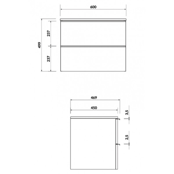 Шафка Virgo 60 см з стільницею/БІЛА