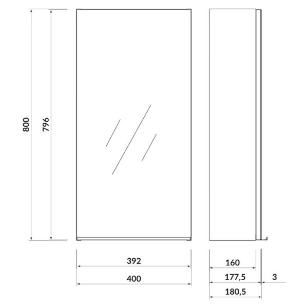 Шафка-дзеркало Virgo 40 БІЛА з хром.ручками