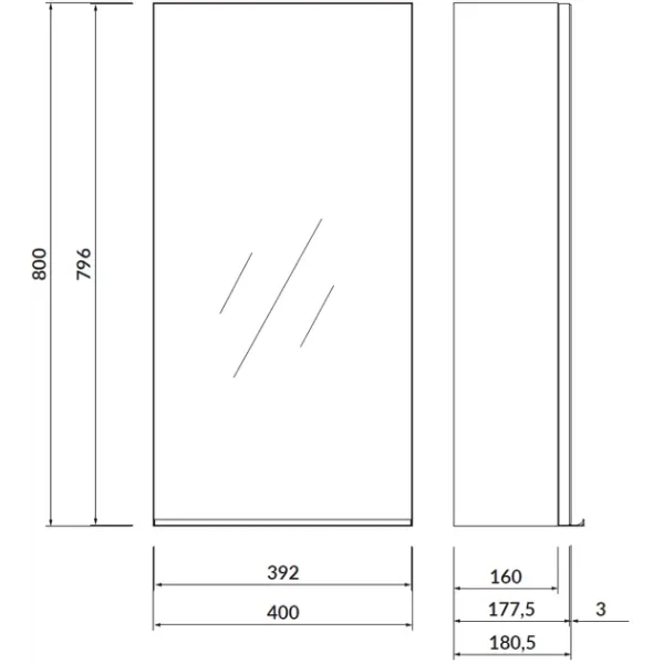 Шафка навісна  Virgo 40 СІРА з чорн.ручками