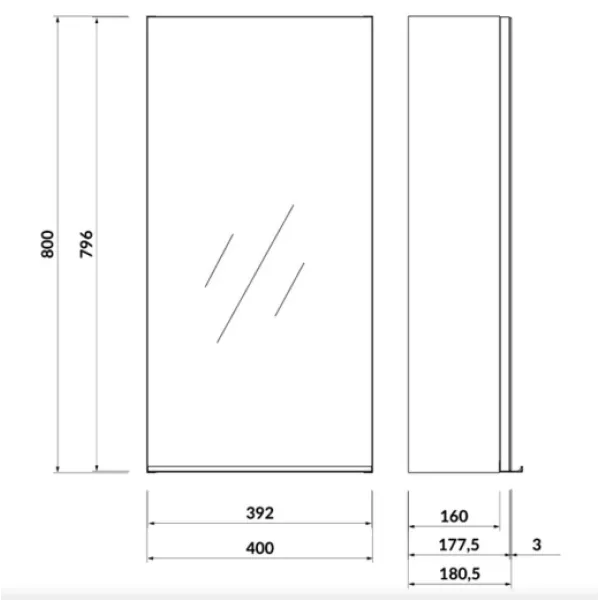 Шафка навісна  Virgo 40 БІЛА з чорн.ручками