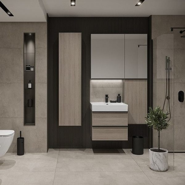 Шафка-дзеркало Virgo 40 СІРА з хром.ручками