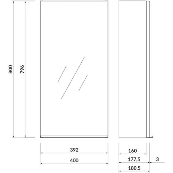 Шафка-дзеркало Virgo 40 СІРА з хром.ручками
