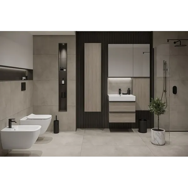 Шафка-дзеркало Virgo 40 БІЛА з чорн.ручками