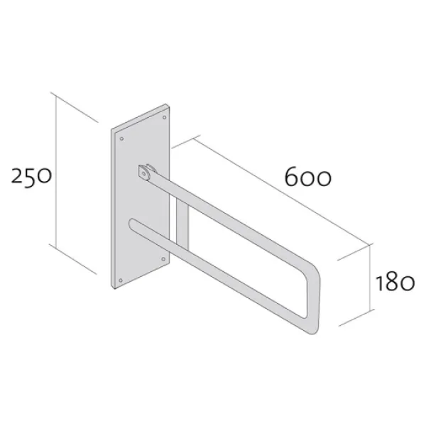 Поручень настінний для ванни/туалету 60 см, нерухомий