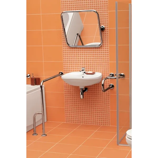 Поручень напольний з упором для туалету 75х80 см, правий