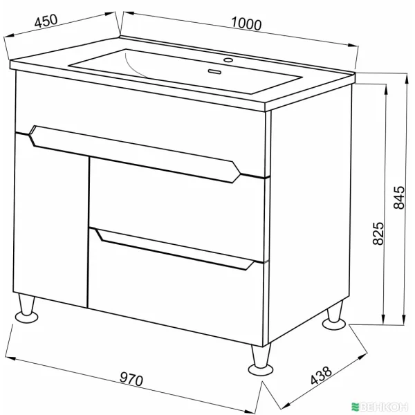 Тумба Marco 100 з умивальником Rodeo