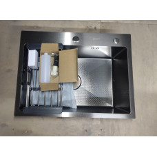 Мийка KRAFT Handmade Nano Black Decor 600*450*230 (корзина + кріплення + сифон + дозатор)