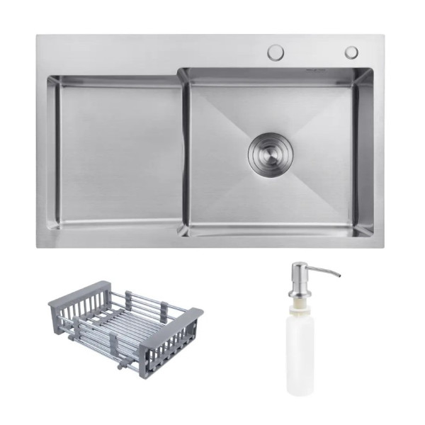 Мийка KRAFT Handmade 780*480*230 + корзина (змішувач над раковиною) DECOR