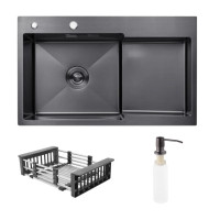 Мийка KRAFT Handmade ЧОРНА 780*480*230 + корзина (змішувач над раковиною) DECOR