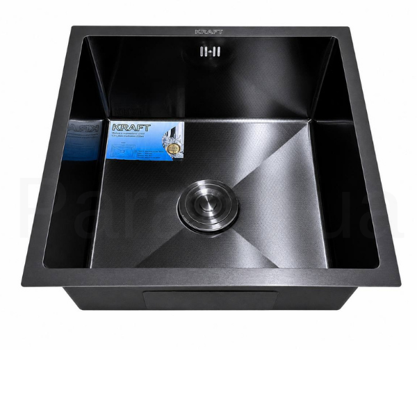 Мийка ПІД СТІЛЬНИЦЮ KRAFT Handmade Nano Black Decor 500*500*230 (кріплення + сифон)